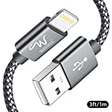 Wayona Nylon Braided USB Data Sync & Charging Cable for iPhones, iPad Air, iPad Mini, iPod Nano and iPod Touch (3 FT Pack of 1, Grey)