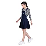 DIMPY GARMENTS BuyNewTrend Cotton Lycra Navy Blue Dungaree Skirt with Top for Women