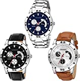 LEVERET Quartz Movement Analogue Display Multicoloured Dial Men's Watch Combo Pack of 3