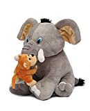 WowObjects Premium Quality Elephant and Naughty Monkey Soft Toy (Color: Grey, Size: 30 cm)