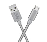Zinq Technologies Nylon Braided Micro USB Cable - 4.9 Feet (1.5 Meters) - (Silver)