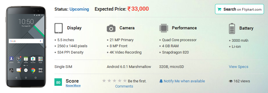 BlackBerry DTEK60- The Android-Powered Smartphone Launched