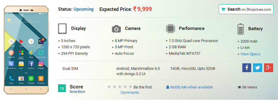 Gionee Launches 4G VoLTE Smartphone under Rs 10,000: Features, Specifications, More