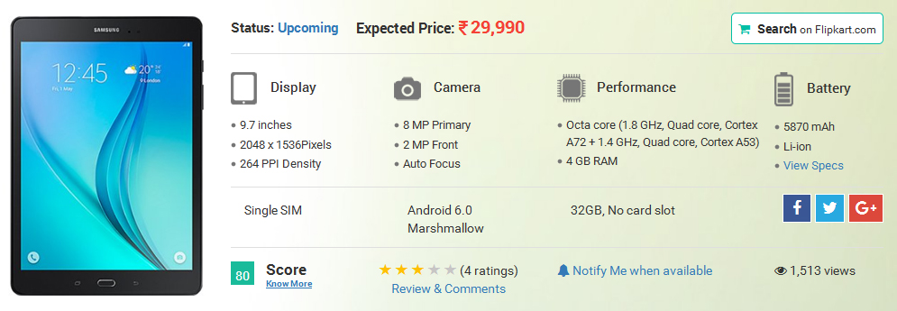  Samsung Galaxy Tab S3 to Feature Exynos 7420, 4GB RAM